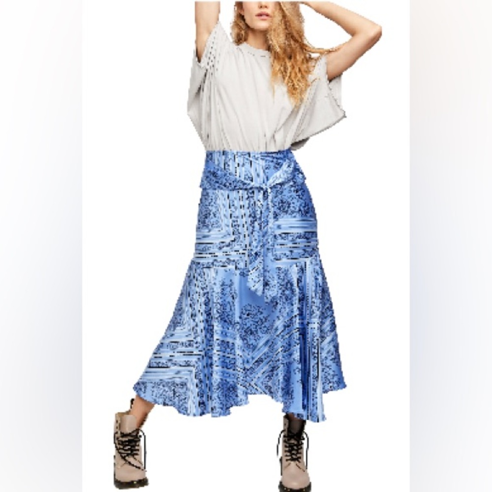 Free People Hampton Tie Front Midi Skirt